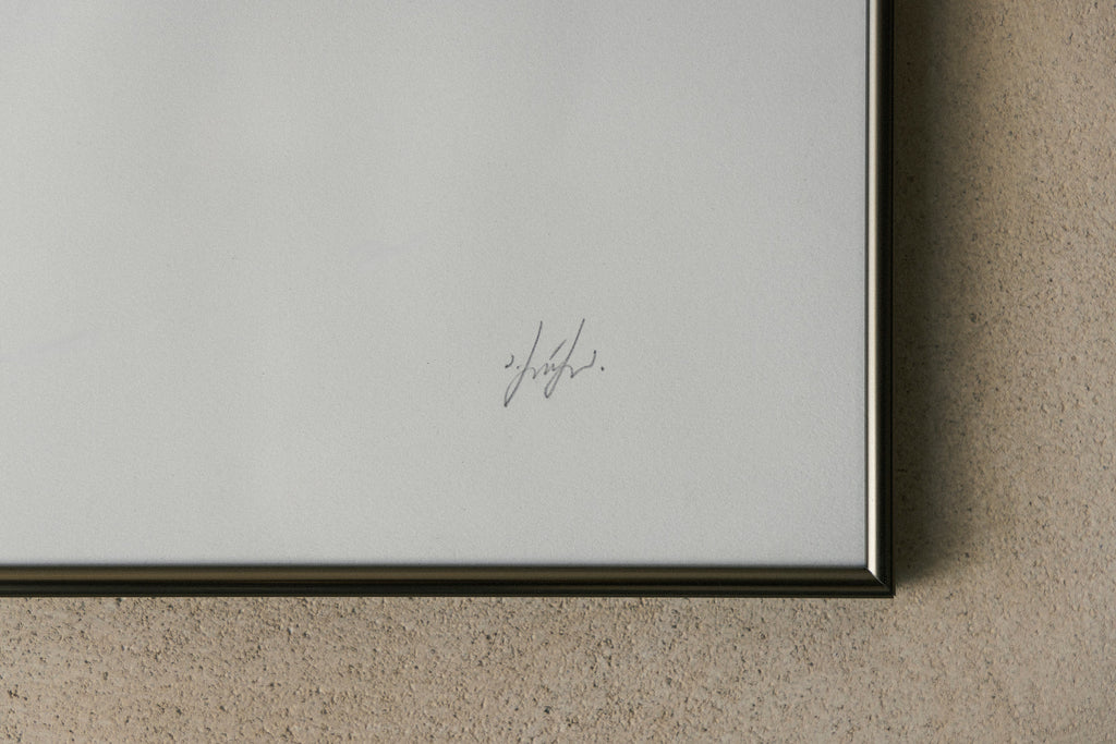 'Mountain, Butterfly, Flower' Lithography Print [with border]