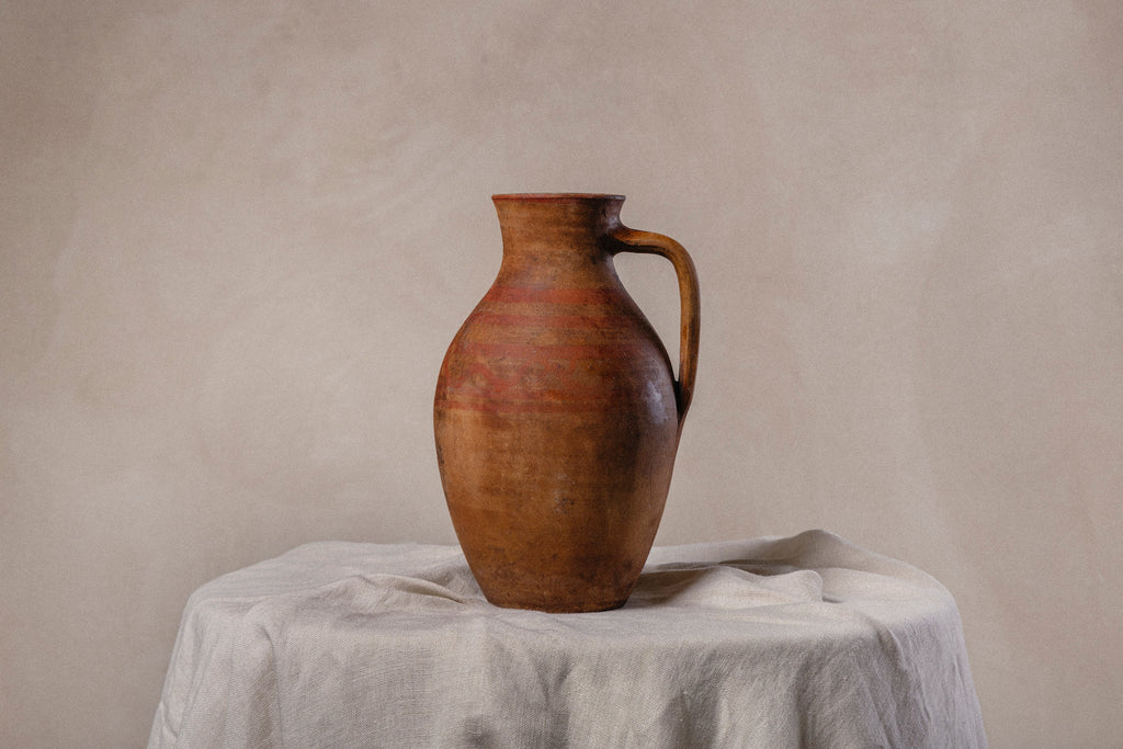 Antique Hand-painted Clay Jug