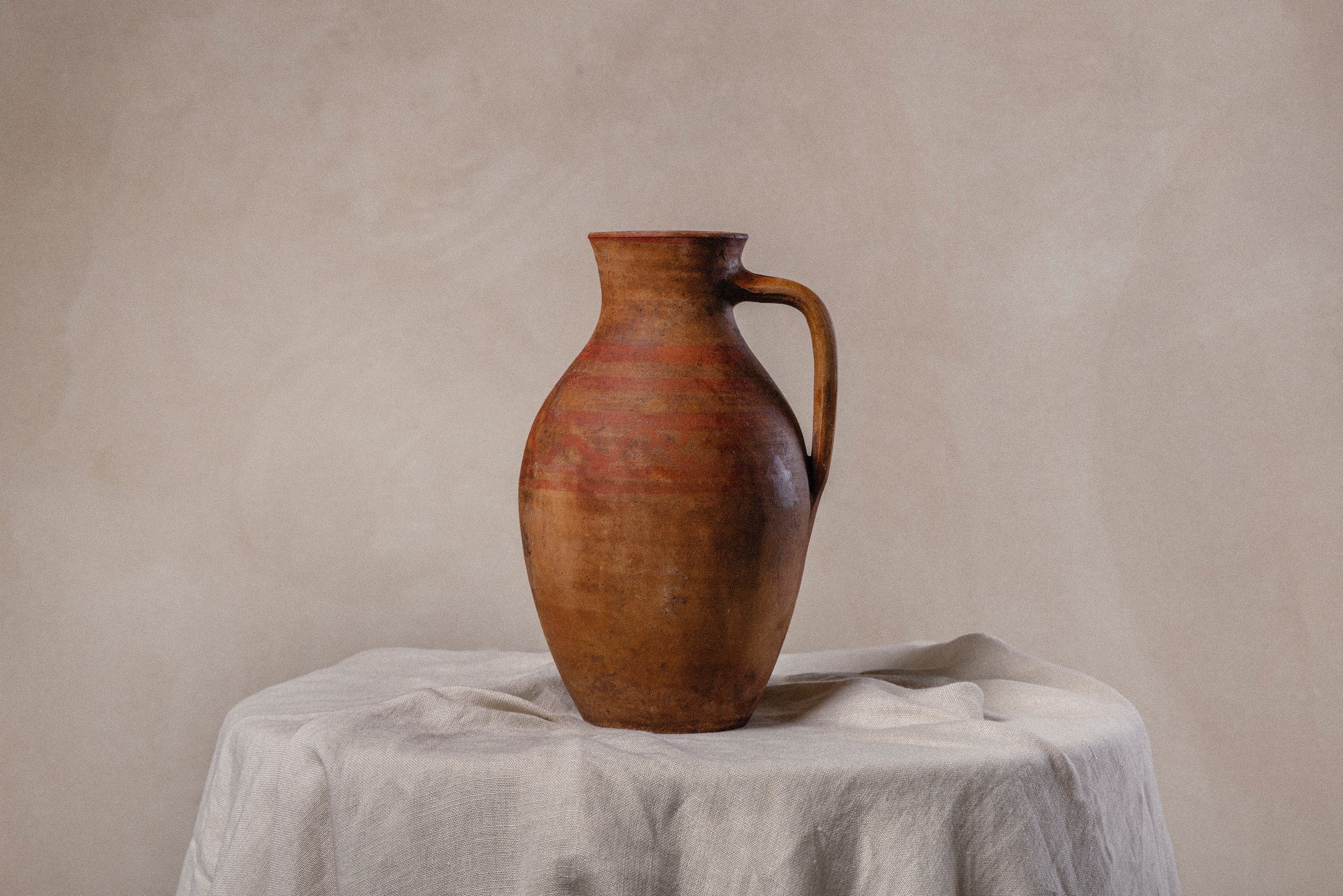 Antique Hand-painted Clay Jug