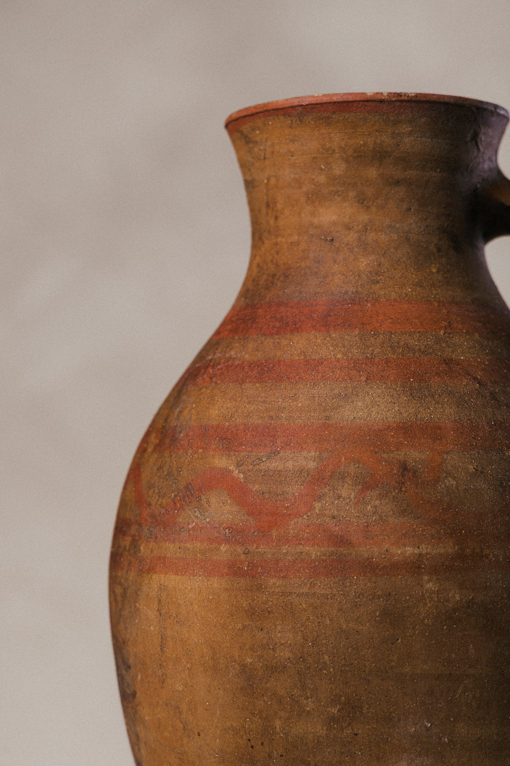 Antique Hand-painted Clay Jug