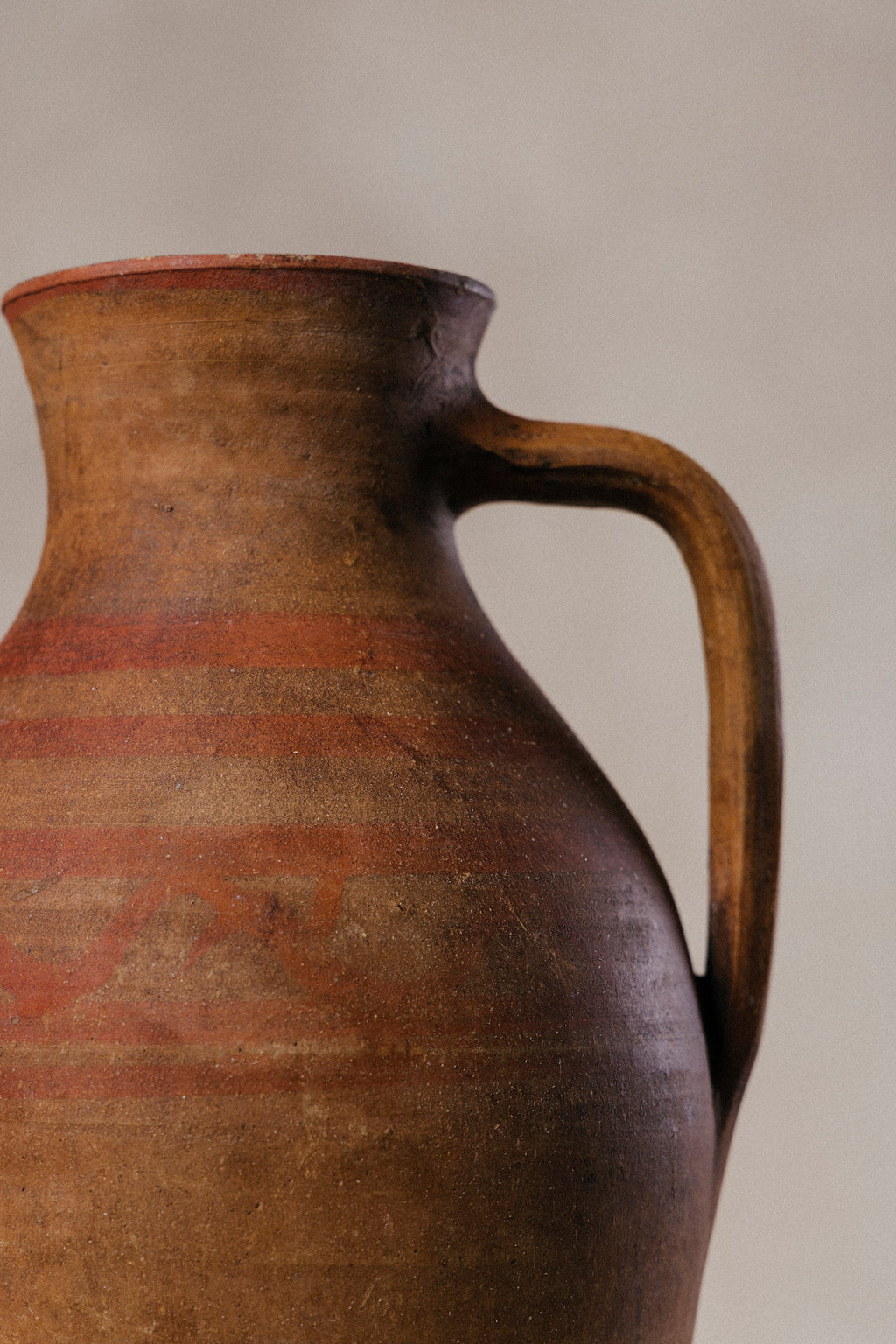 Antique Hand-painted Clay Jug