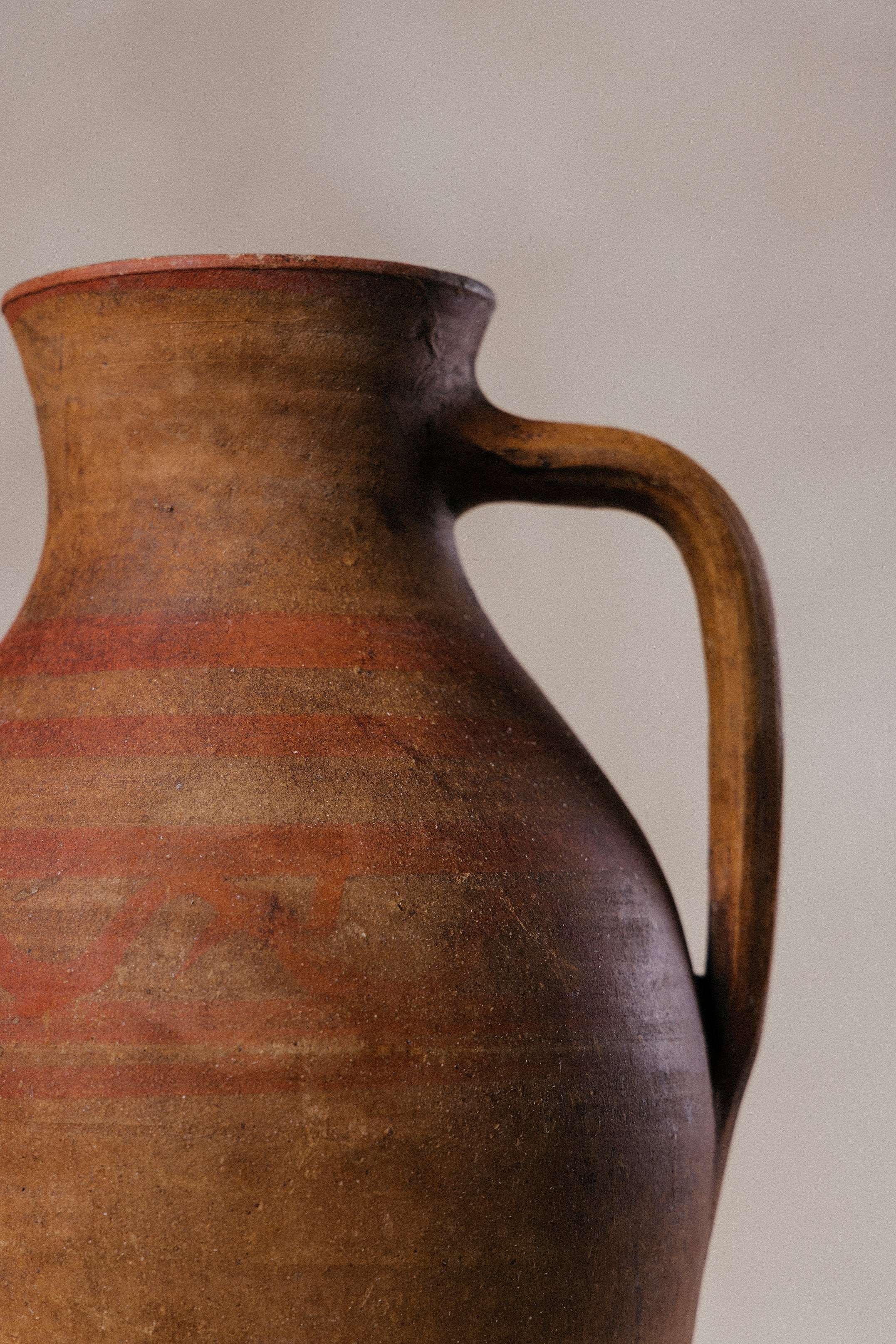 Antique Hand-painted Clay Jug