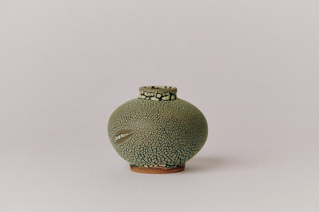 Round Volcanic Vessel with Short Neck